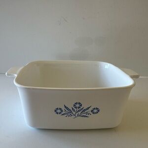 Vintage 1.5 L Corning Ware Loaf Pan with Blue Flower